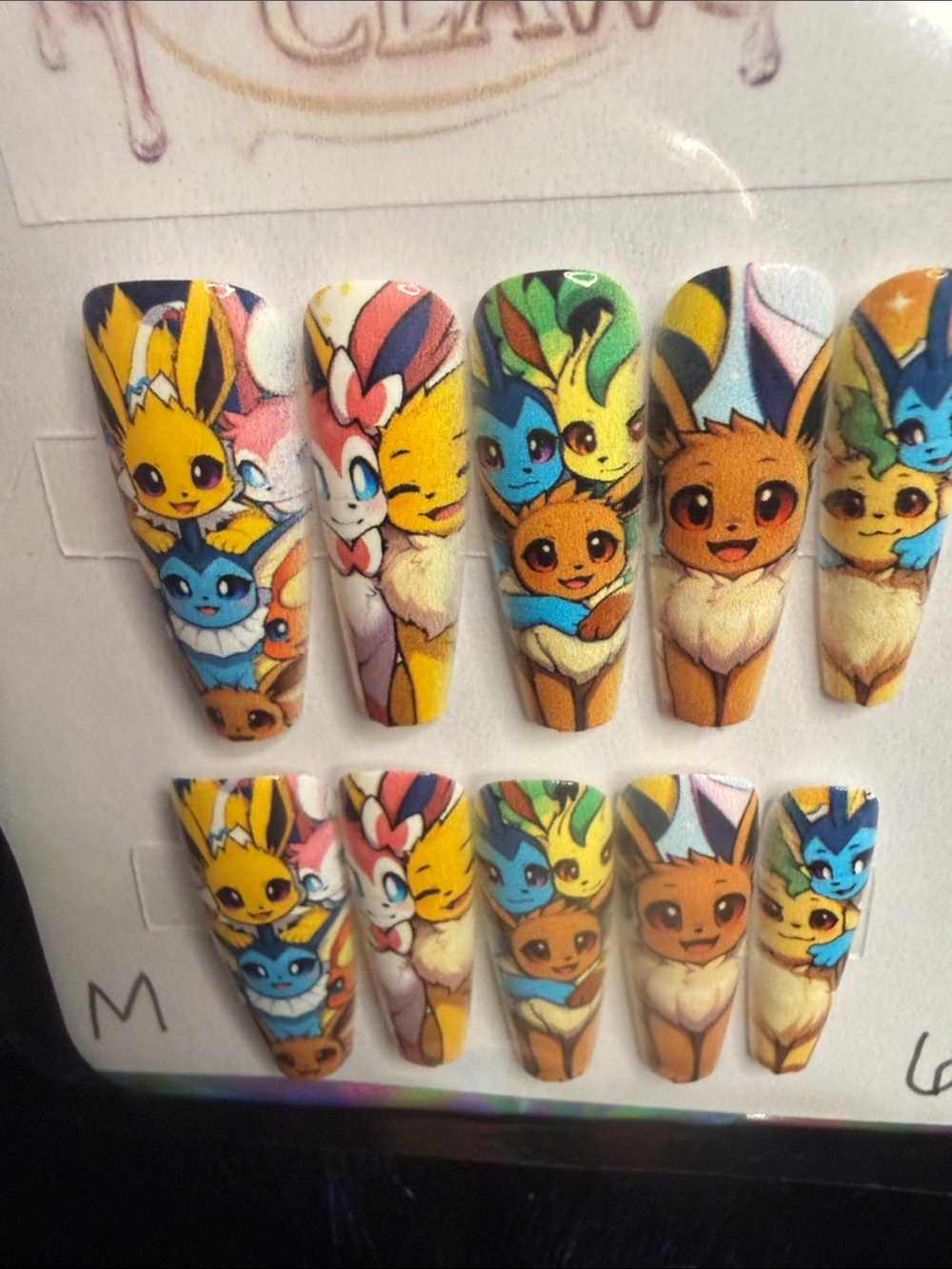 Pokemon Press-On Nails with Eeveelutions — Yellow, Blue, Brown, Green - Picture 4 of 6